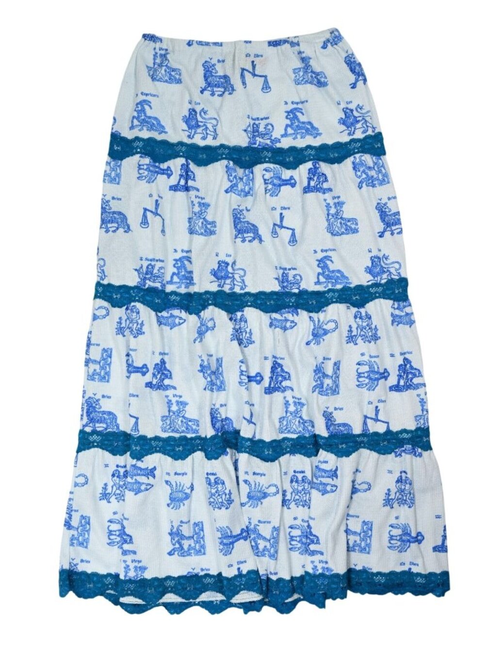 Omighty Astrology Waffle Long Skirt in Blue